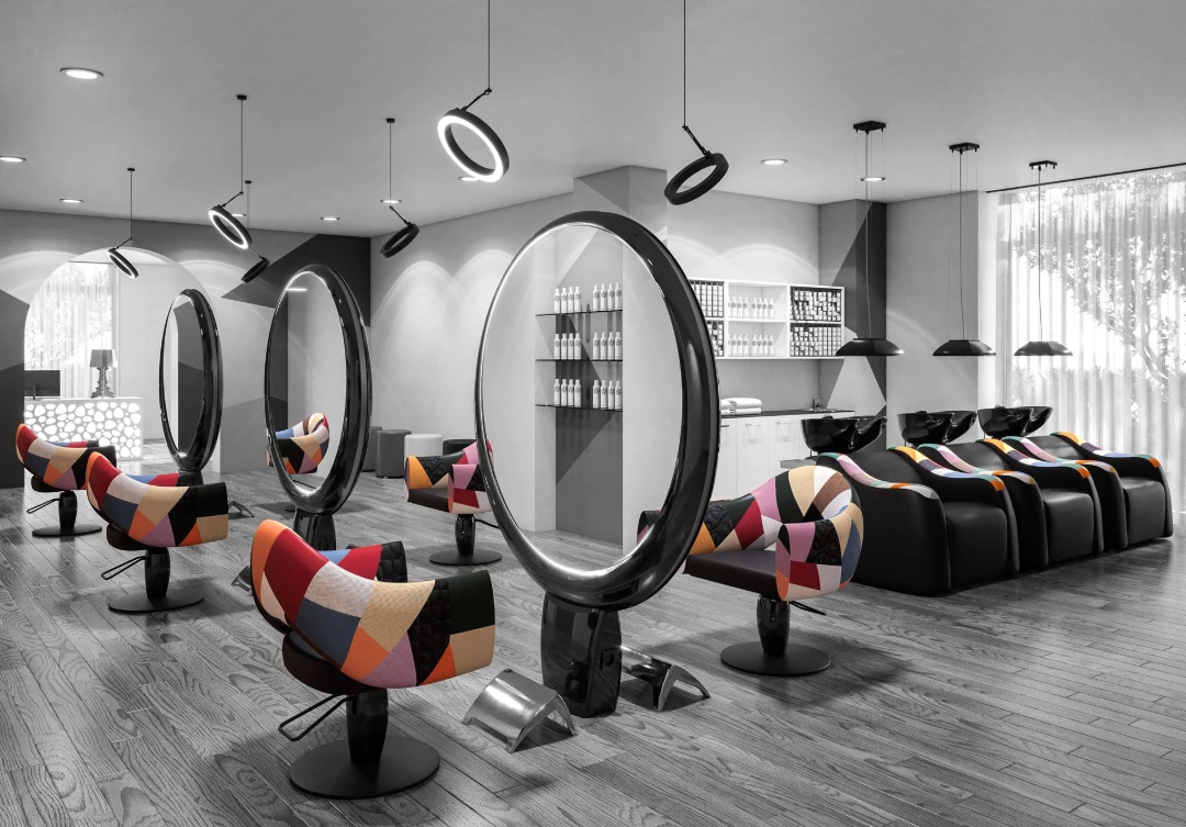 Idée d'aménagement et mobilier sur mesure pour salon de coiffure moderne