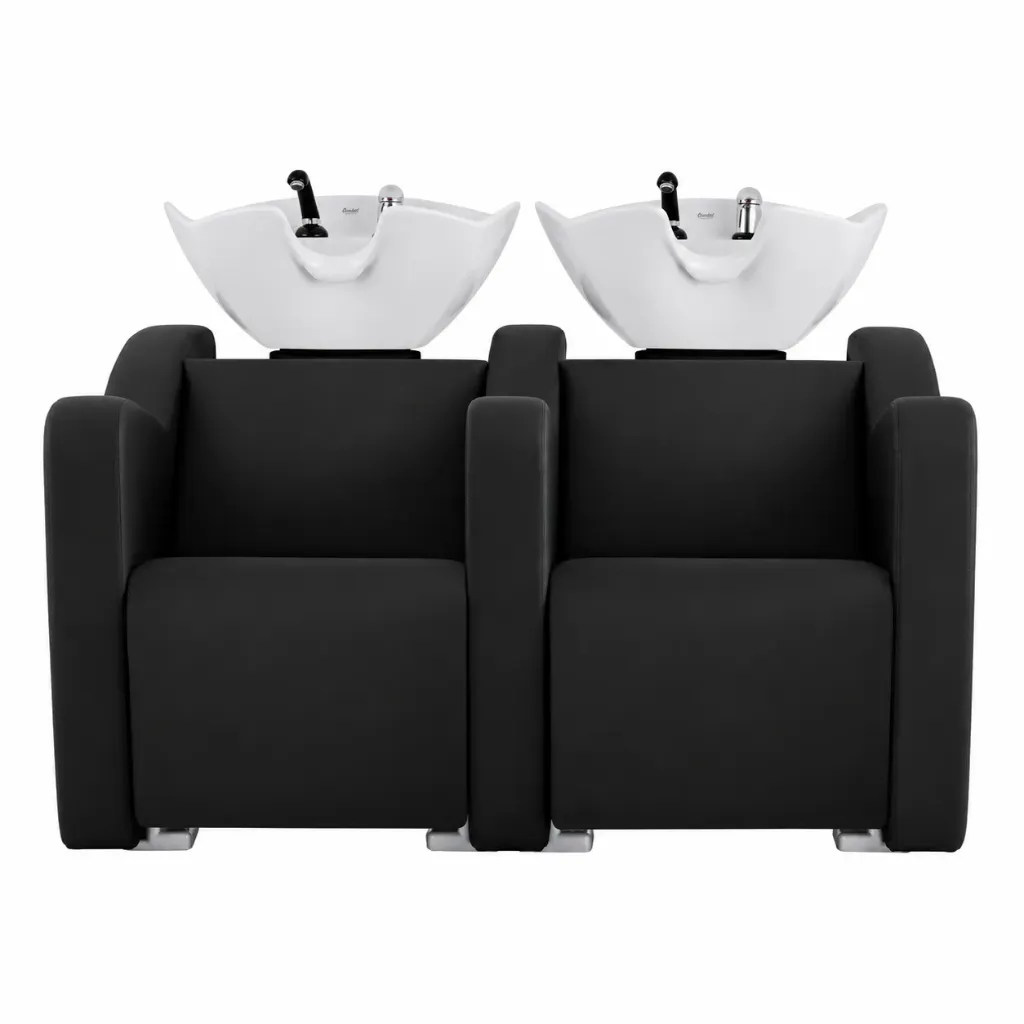 Bac de lavage RIO GRANDE 2P (Noir, SANS OPTION, Vasque blanche & plan arrière noir, Classique)